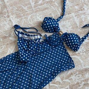 Polka Dot Bikini Set - Blue